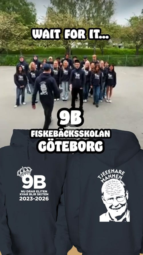 Elever i klasströjor med eget tryck