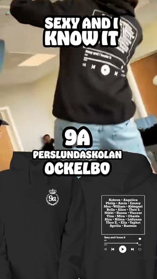 Klass med svarta klasströjor